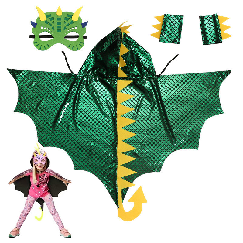 Kids Face Mask - Mantello da dinosauro verde per bambini