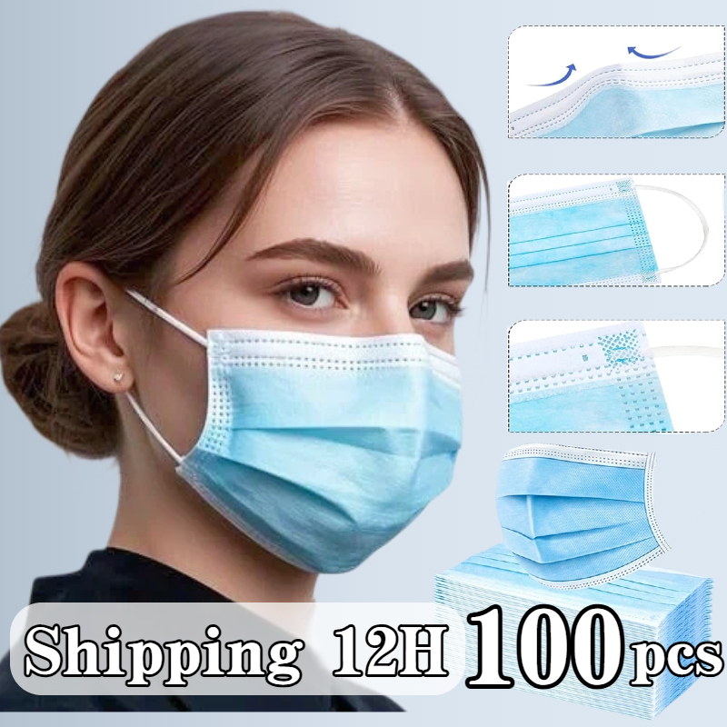 Disposable Mask Blue - Maschera protettiva monouso blu da 100