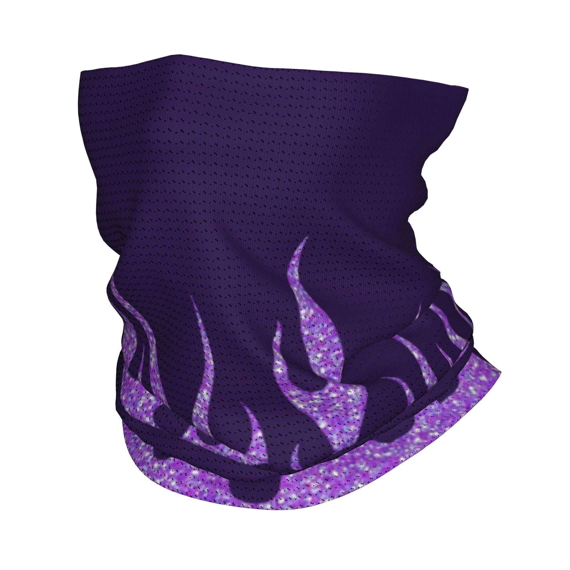 Neck Gaiter Face Cover - Bandana Personalizzata con Fiamme Glitterate Viola,