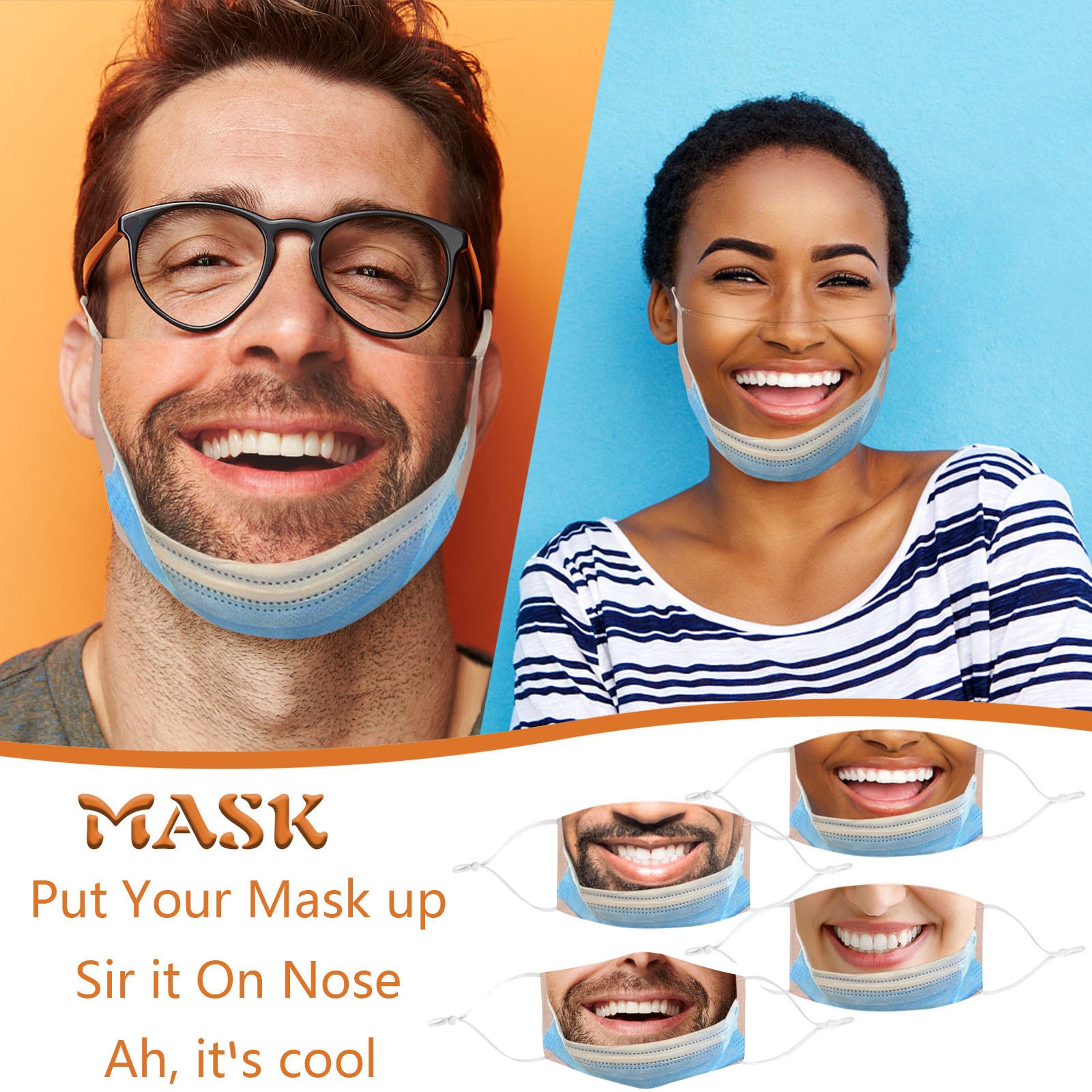 Cloth Face Mask Washable - Maschera per la bocca divertente per