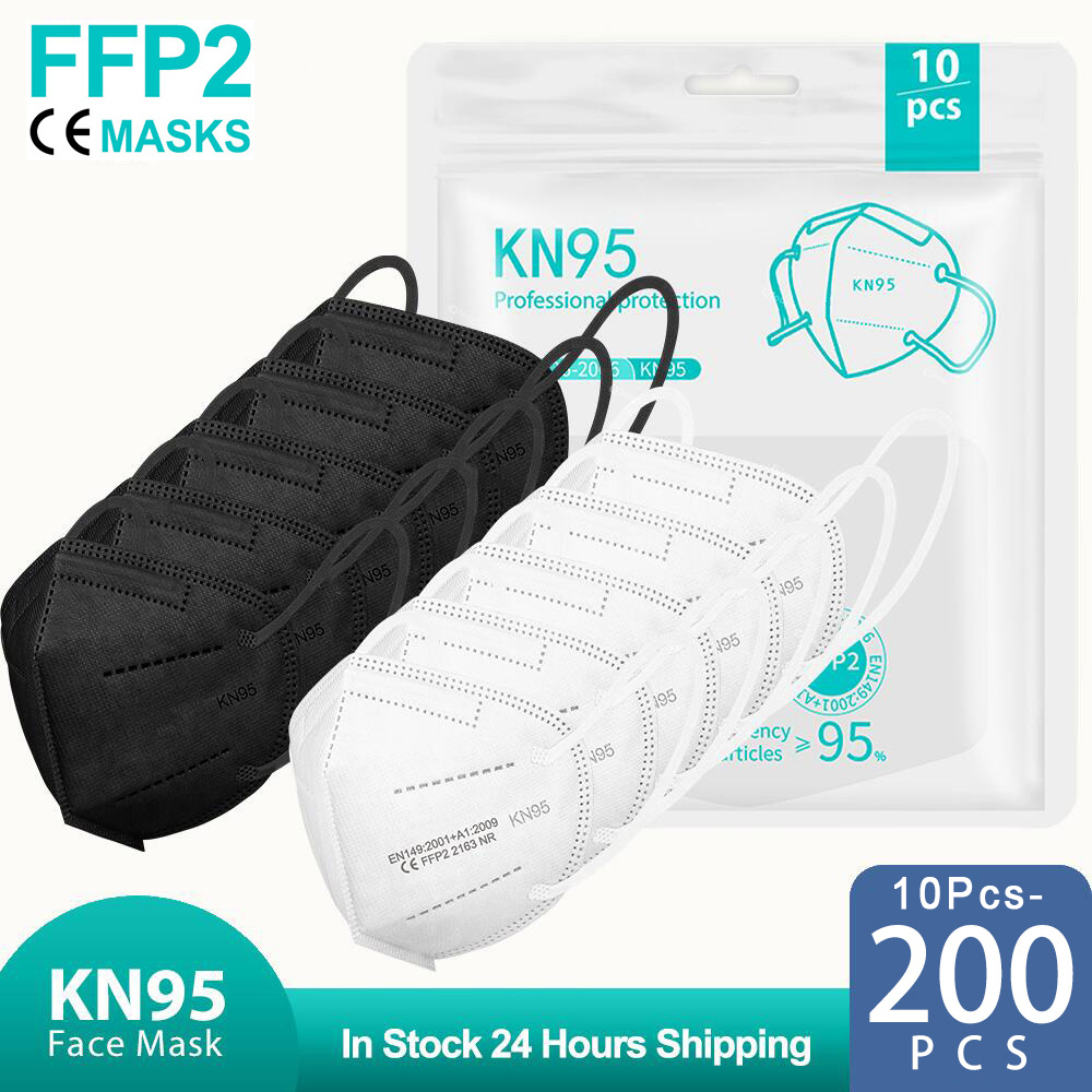 Disposable Surgical Mask - 10-200 PZ mascarillas fpp2 Nero KN95
