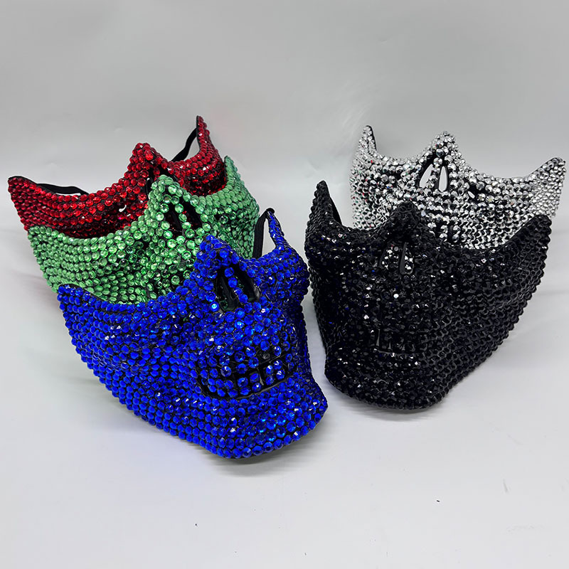 Respirator Half Face - Maschera con mezza teschio con strass