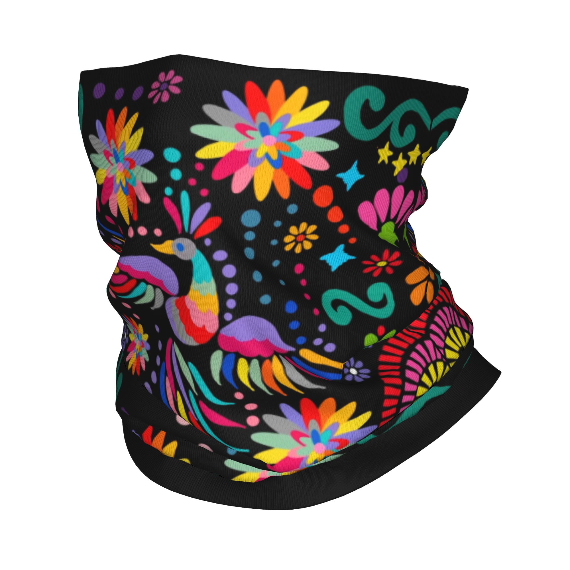Neck Gaiter Face Cover - Scaldacollo Bandana in tessuto floreale messicano