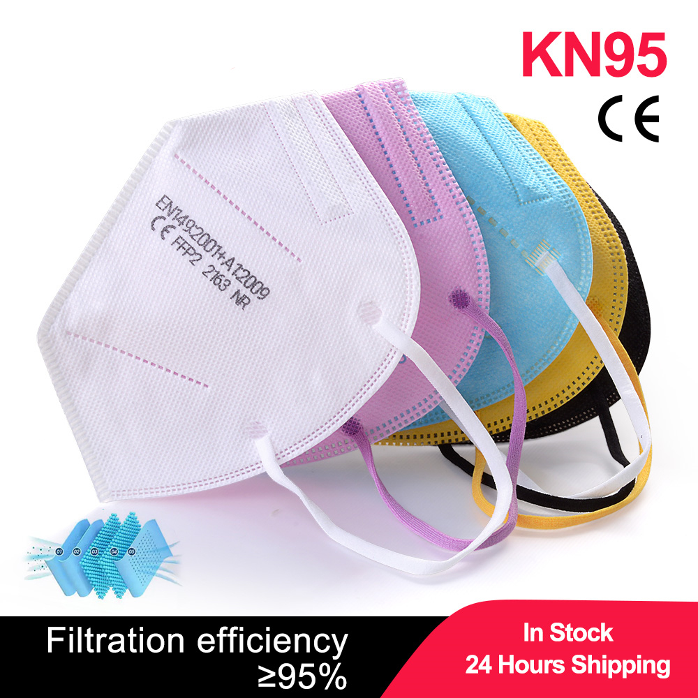 Black Face Mask Pack - 100 pz Bambini mascarillas fpp2 Nero